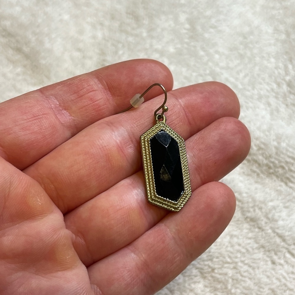 2/$15 Black & Gold Geometric Drop Earrings | Modern Statement Jewelry - Picture 4 of 4